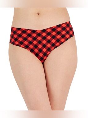 Jenni Intimates Red and Black Checkered thong paties Bottoms NWT Size S
